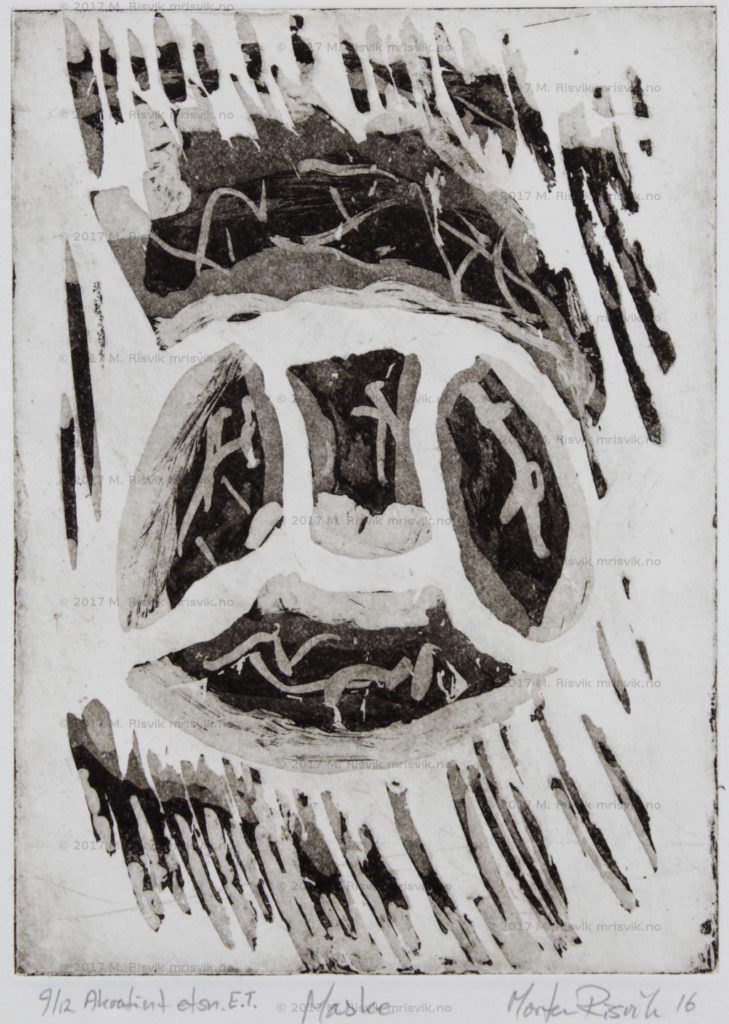 G3, "Maske", 2016, akvatint etsning, 17x13 cm, opplag 12, kr. 400,