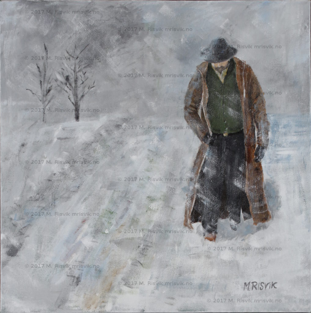 M5, "Den lange veien hjem", 2015, akryl på lerret, 40 x 40 cm, SOLGT