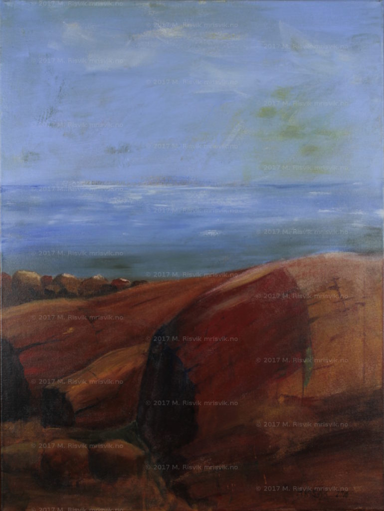 M8, "Barfot på varmt berg", 2016, akryl på lerret, 80 x 60 cm, kr 5 000,-